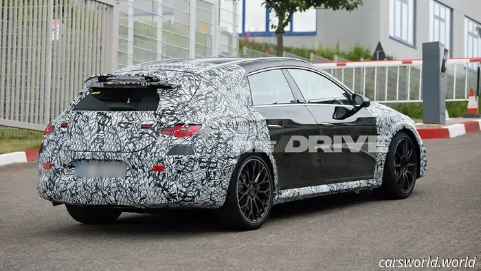 Take a look at the active spoiler on the Mercedes-AMG CLA 45 wagon prototype.