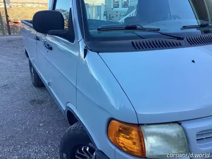 For Sale: Dodge Ram Van Transformed into a Pickup That Resembles a Fridge Illustration