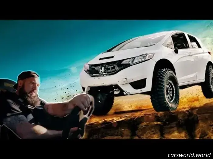 This Off-Road Honda Fit is essentially a Polaris RZR underneath, and it performs exceptionally well.