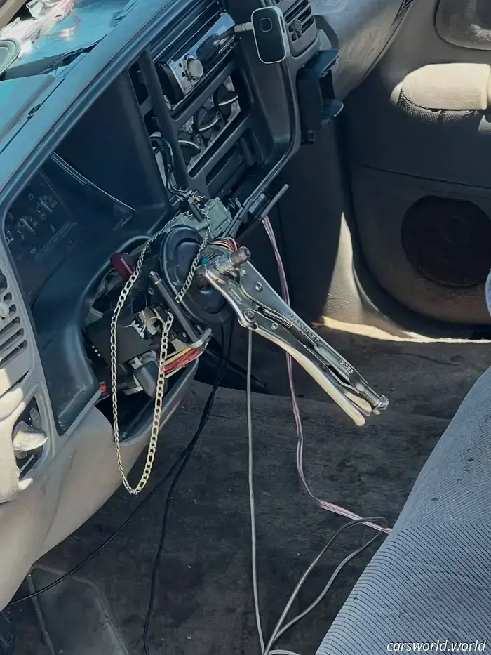 The Vise Grip Steering Wheel on the Chevy Pickup functioned properly until it stopped working.
