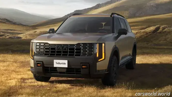 Kia Telluride 2027 года напоминает недорогой Range Rover без выраженной передней части.