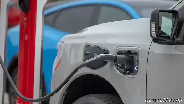 You can drive over Ford’s new NACS EV adapter with an F-150 Lightning, as it is designed to be built Ford tough.