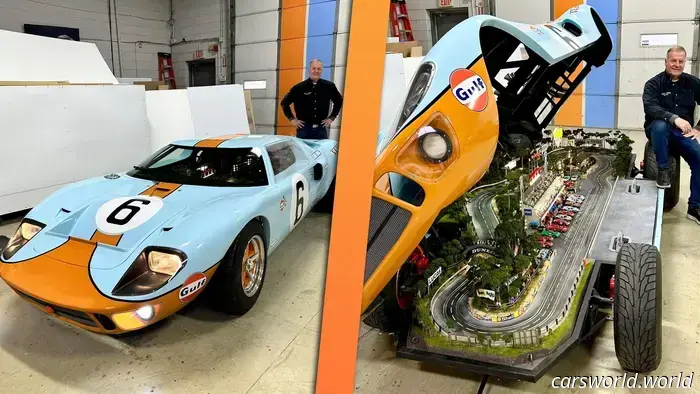 This 1969 Ford GT40 race car features a hidden slot car track within.