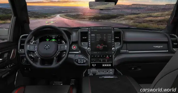 Ram TRX 2027 года — 777‑сильный пикап Hellcat с эмблемой SRT.