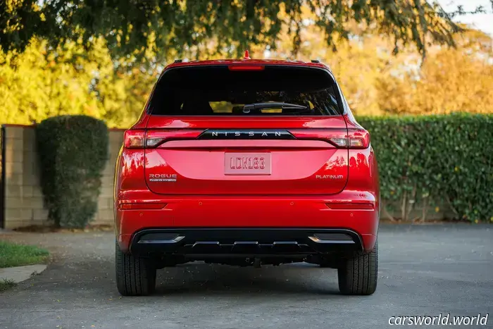 The 2026 Nissan Rogue Plug-In Hybrid resembles a Mitsubishi Outlander but features a less prominently colored grille.