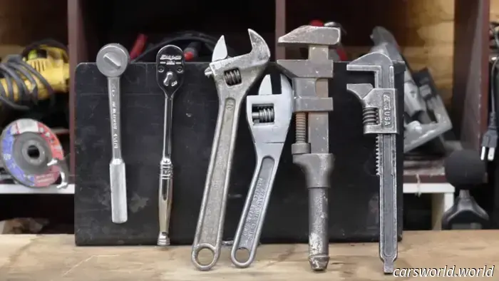 Observe a century-old Snap-On outshine contemporary socket wrenches.