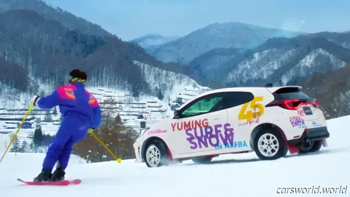 Toyota Drifted a GR Yaris Down a Ski Slope to Reenact an Iconic Japanese Film Scene.