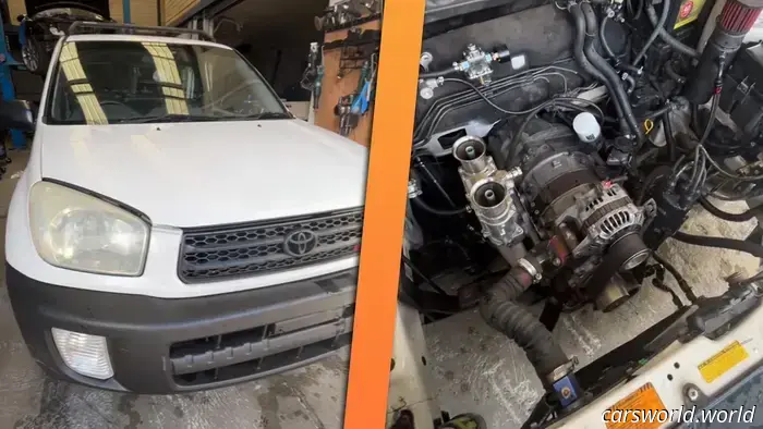 This Toyota RAV4 with a Mazda Two-Rotor swap is pure humor.