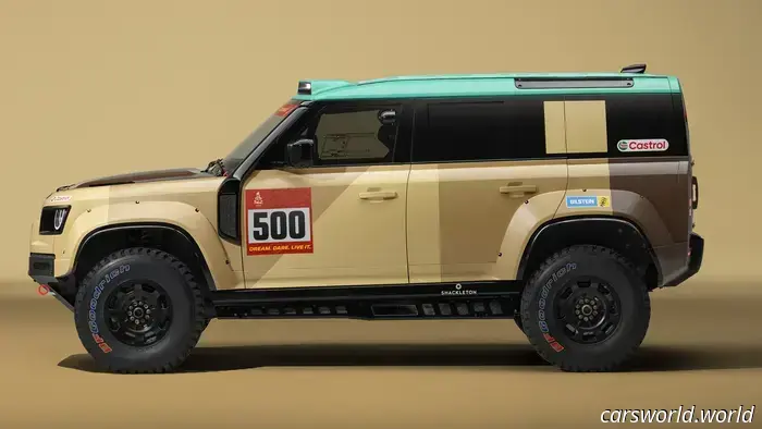Land Rover's latest Defender race car features a 145-gallon fuel tank and a special ‘Flight Mode’ for performing jumps.