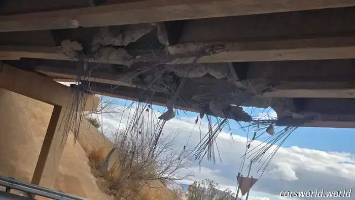 Excavator on Trailer Destroys Highway Overpass at Interstate Speeds