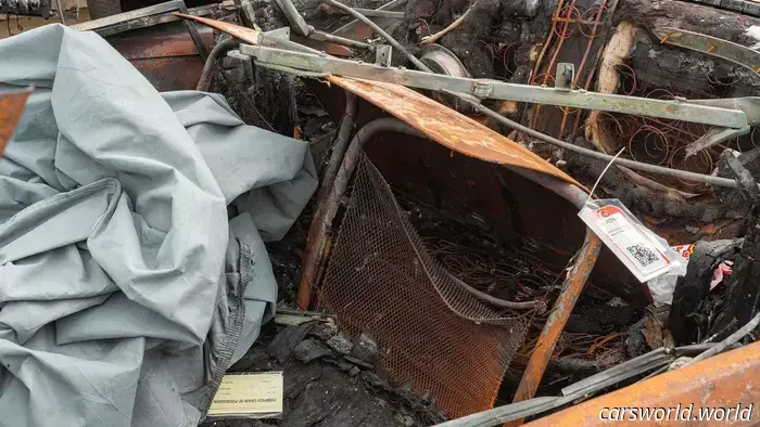 The charred remains of a 1934 Hispano Suiza Concours were sold for $224,000.