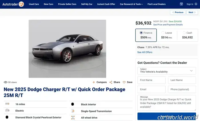 El Mercado Dicta Que el Dodge Charger EV de 496 HP Vale Menos Que un EcoBoost Mustang