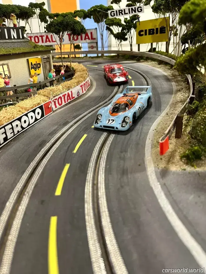 This 1969 Ford GT40 race car features a hidden slot car track within.