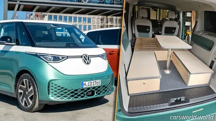 Nifty VW ID Buzz Camper Kit Packs a Picnic Table in the Van's Back.