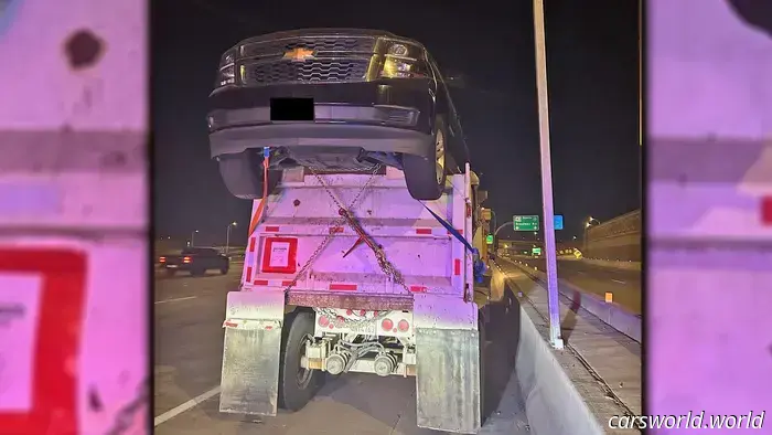 Trooper Halts Semi with Cars Secured on Top of Dump Trailer, Claims It’s Acceptable