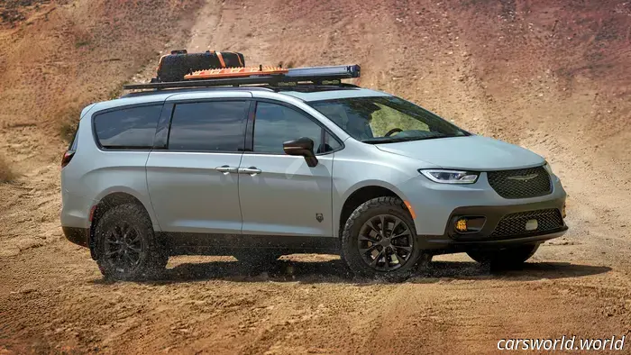 The Chrysler Pacifica Grizzly Peak is a four-passenger minivan equipped with 31-inch tires.