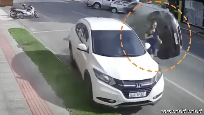 Pedestrian Amazingly Rescued by a Stationary Honda and Plenty of Good Fortune