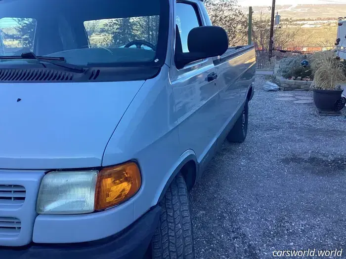 For Sale: Dodge Ram Van Transformed into a Pickup That Resembles a Fridge Illustration