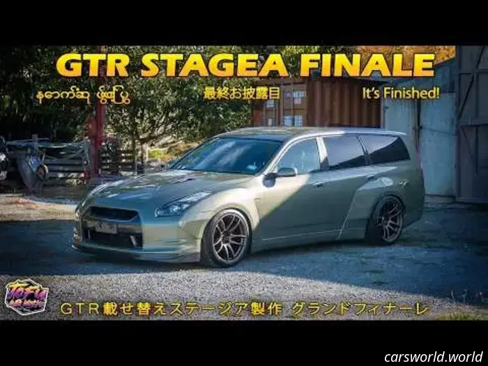 Questo ragazzo senza soluzione di continuità montato una Nissan GT-R Front-end per un carro Stagea e funziona