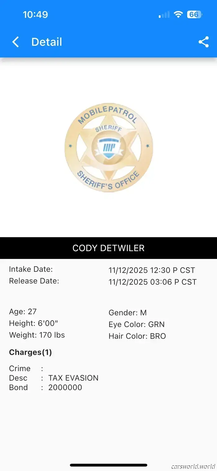 YouTuber WhistlinDiesel has been arrested for reportedly avoiding sales tax on his Ferrari F8 Tributo.