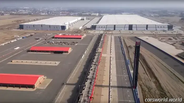 A warehouse complex is systematically removing NASCAR's Auto Club Speedway, section by section.