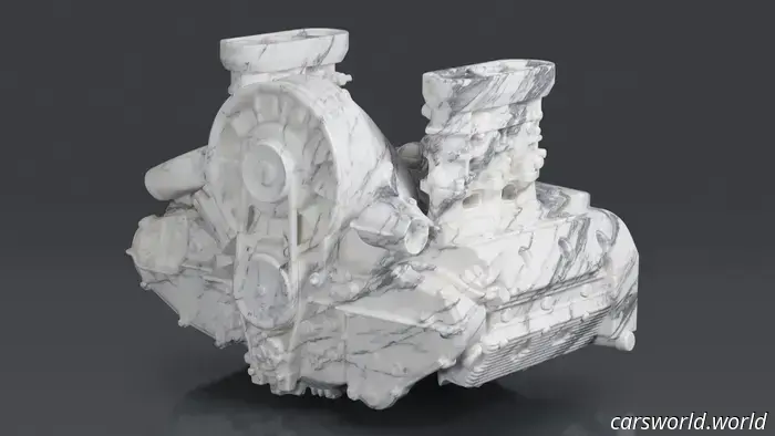 This artist produces Porsche 911 components using marble.