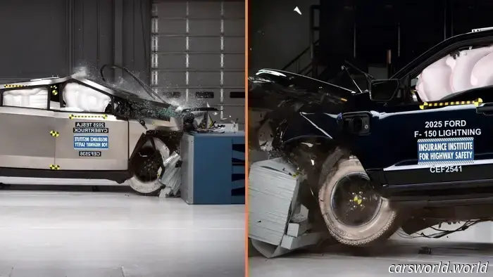 Las pruebas del IIHS revelan fallos de seguridad en la Ford F-150 Lightning y la Tesla Cybertruck de 2025.