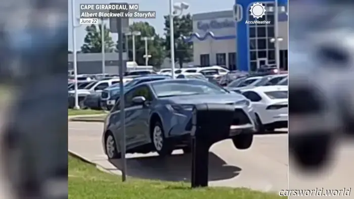 Intense Heat Led To This Road Buckling and a Corolla Taking Flight