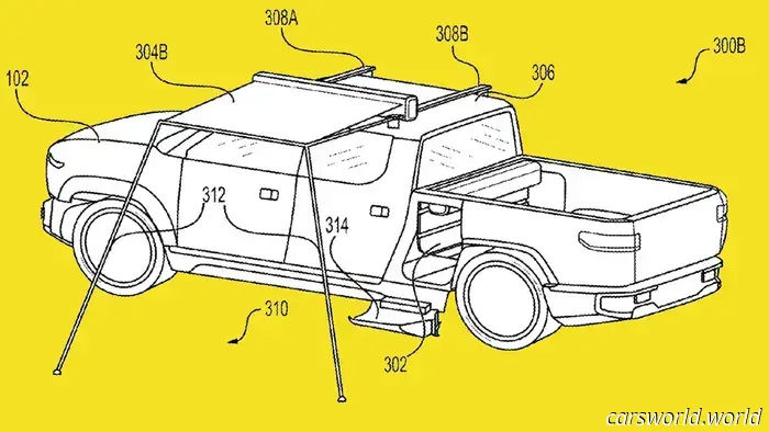 Rivian’s concept for a Tonneau cover awning is a fantastic example of simple yet effective innovation.