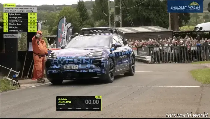 Porsche Stealthily Entered the 2027 Cayenne EV in a Hill Climb, Achieving a Record Time