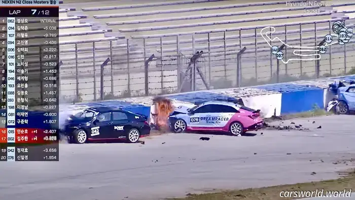 Fiery Accident in Hyundai’s Elantra N Spec Race Indicates Poor Brakes. It’s the Drivers.