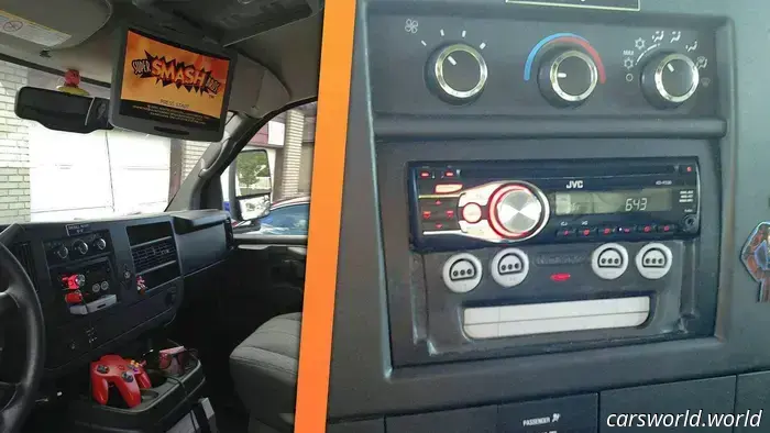 Chevy Work Van Featuring a Custom Nintendo 64 In-Dash Setup is the Perfect Way to Enjoy Lunch.